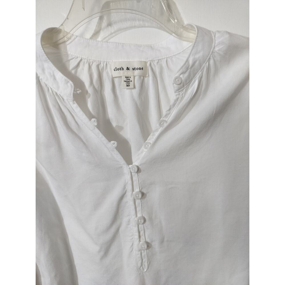 3467) Anthropologie Cloth & Stone White Long Sleeve Splitneck Henley Shirt XS - Picture 6 of 9
